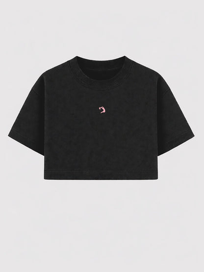 Cropped Oversized - Flame - Preto